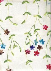 Multicolor Floral Embroidery Handmade Paper