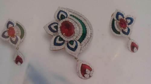 Diamond Ruby Pendant Set