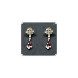 Gold Earing Pair With Ruby Diamonds Rose Cut And Old Cut