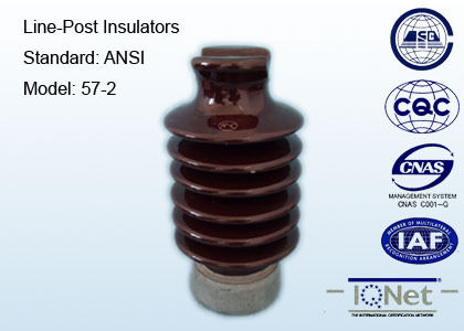 Line Post Insulator - ANSI Class 57-2 Specifications, 305mm Height, 35kV Application Voltage, 12.5kN Cantilever Strength