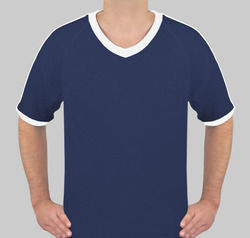 Basic V-neck T-shirt In Ringer Style And Shoulder Strip