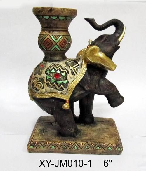 Elephant Statue Polyresin Candle Holder