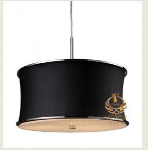 Fabrique 3-Light Drum Pendant In Polished Chrome And Black Shade