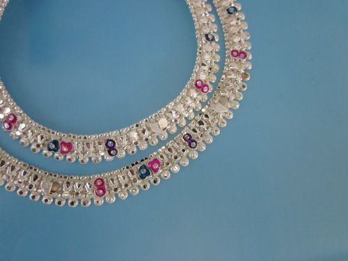 Silver Round Anklets