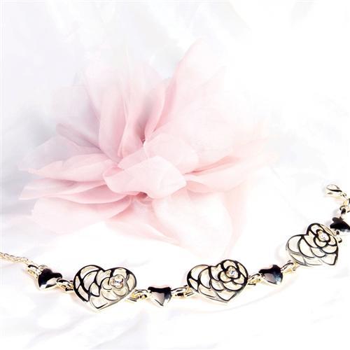 Love Bracelet (A00002) - Alloy, Swarovski, Czech Stone, Adjustable Length | Heart Accents, Shimmering Gold and Silver Chain, Stylish Gift