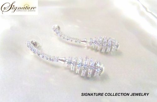 White Gold Plating Small CZ Stones Studded Charming Earrings