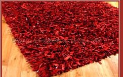 Red Leather Shaggy Carpet