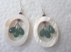 Mother Of Pearl And Green Onyx Earrings