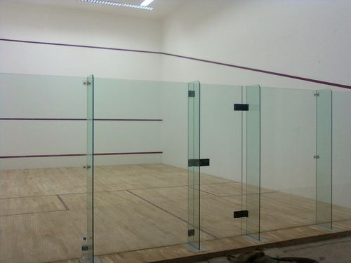 Squash Court Glass Back Wall - 12mm Toughened Glass, Impact Resistant Design with Unique Finger Trap-Free Door Hinge for Optimal Viewing Experience