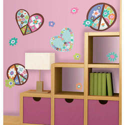 Hearts And Peace Signs Giant Wall Decals