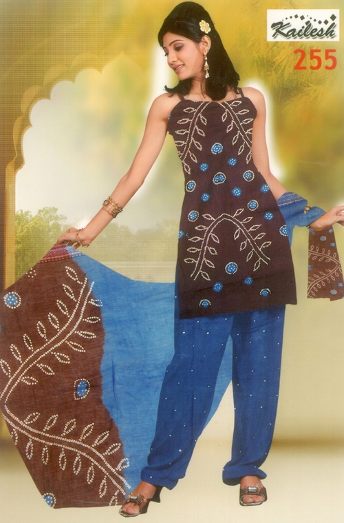Cotton Bhandhni Dress Material