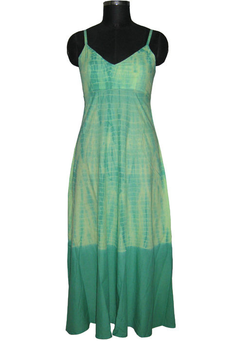 Ladies Maxi Dress - Soft Cotton Fabric, Floor Length with Asymmetric Spaghetti Straps and Elegant Swirling Design