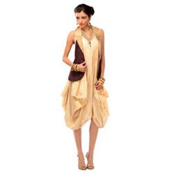 Beige Embroidery Readymade Gown