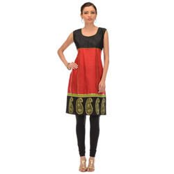 Chinese Red Embroidery Readymade Kurti