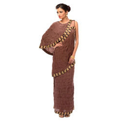 Cocoa Brown Embroidery Readymade Gown MRVQ4953