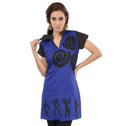 Royal Blue Embroidery Readymade Kurti QMJT6513