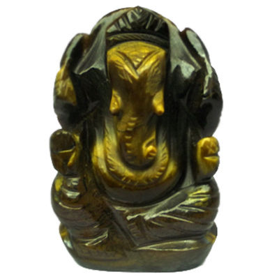 Beautiful Tiger Eye Gemstone Hand Carved Ganesha Statues