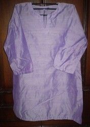 White Cotton Silk Tunic - Lavender