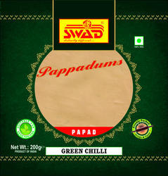 Green Chilli Papad - Crunchy, Spicy, Salty, and Tangy Varieties | Hygienically Made, Affordable Packaging Options for Lunch and Dinner