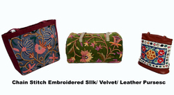 वेलवेट और लेदर पर्स