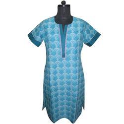 Blue Fan Print Kurti