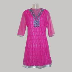 Pink Net Kurtis