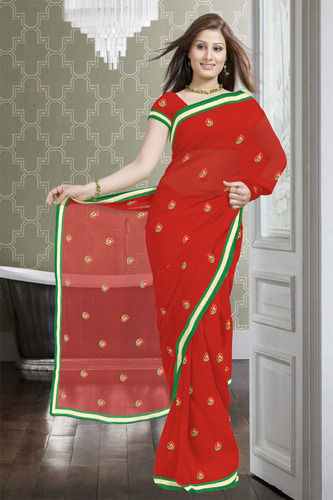 Rajasthani Bright Red Super Net Saree