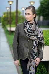 Coat And Woven Scarves