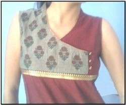 Bagru Chicken Work Booti Kurti