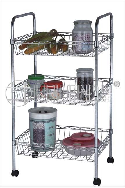 Metal Rolling Kitchen Trolley With Baskets