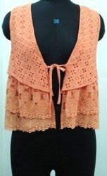 Orange Schiffli Shrugs Jacket