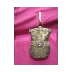 Decorative Mobile Cover - Fabric Rhinestone, 5x3x1 Inches, Gold | Zipper Closure, Stylish, Durable, Elegant Phone Protection