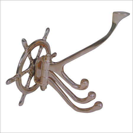 Brass Coat Hooks with Ship Wheel Bracket