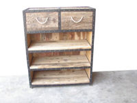 Iron and Sleeper Wood 2 Drawer Cabinet