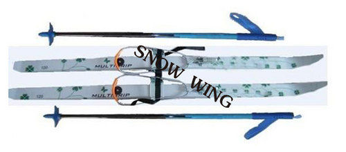 Snowboard And Skiing With Ski Pole