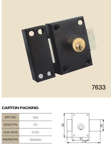 Rim Door Lock - Steel Body, Brass/Zinc Alloy Cylinder Options | Customized Bolt and Key Choices