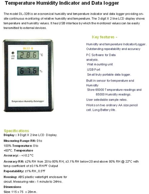 Dl32b Humidity And Temperature Indicator And Data Logger