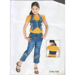Girls Embroidery Jeans Capris