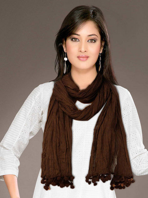 Brown Lace Edged Cotton Dupatta