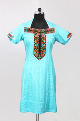 Turquoise Blue Embroidered Kurti