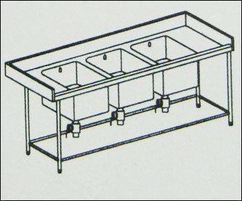 Three Sink Unit - 16 SWG, 304 Quality Stainless Steel with Sunk In Top | Hygienic Washing Equipment with Customizable Features and Sterilizing Sink Option