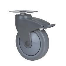 Hospital Chair Caster Wheels - ABS Plastic with Polyurethane Coating, Noise-Free Precision Sealed Swivel Bearings and Non-Marking Gray Soft Rubber Wheels