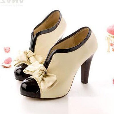 Women Bow High Heel Ankle Boot Shoes