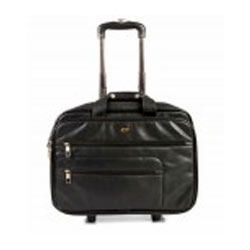 Trolley Leather Bag - 100% Genuine Cow Leather, 17" x 13" x 8" | Elegant Look, Strong, Ideal for Short and Long Journeys