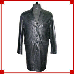 Men's Long Leather Coat - Premium Quality Leather, V-Neck Collar Design | Stylish, Comfortable, Cozy Fit