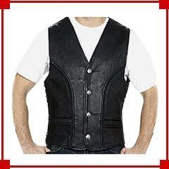 Metal And Plastic Black Leather Vest