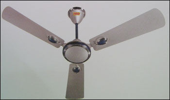 Metallic Silver Blue Ceiling Fan