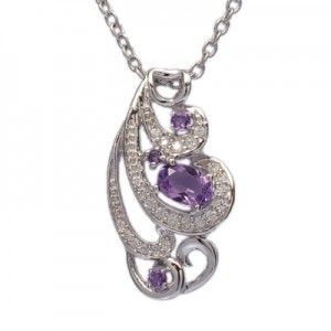 Stylish Amethyst Silver Gemstones Pendant