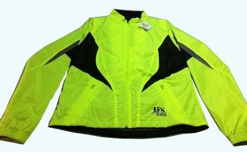 Full Sleeves Black And Yellow Athletic Wear Jacket With Zipper Closure