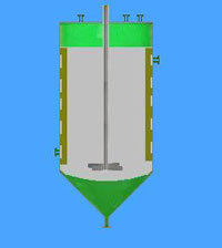  शंक्वाकार तल और फ्लैट टॉप एफआरपी रिएक्टर के साथ बेलनाकार लंबवत 